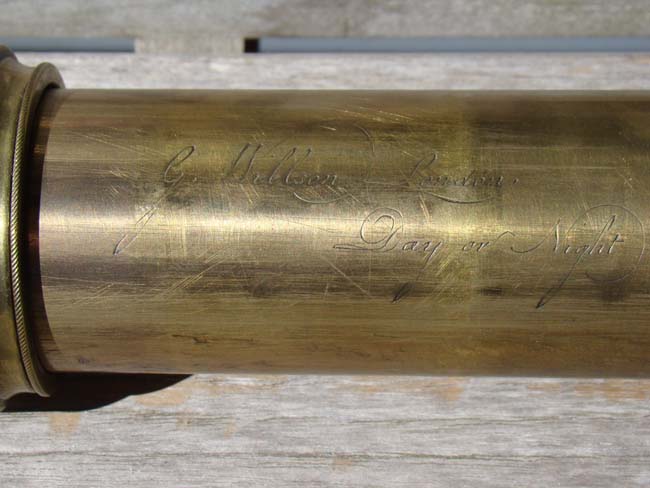 An early 19th century  Mariners' single draw telescope with mahogany barrel by George Willson, London, circa 1809-1812 — image 2